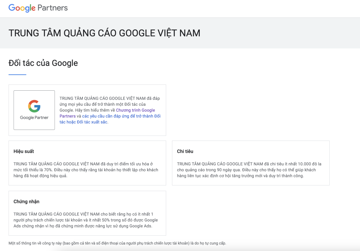 HUY HIỆU ĐẠI LÝ QUẢNG CÁO GOOGLE VIỆT NAM